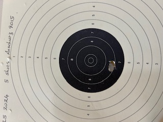 5 shots standing unsupported 9 meters