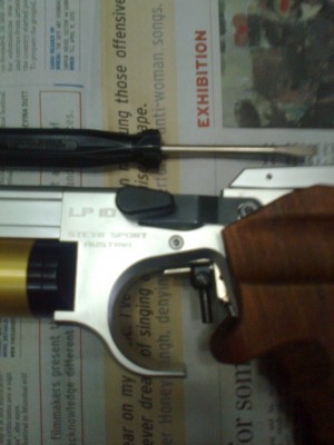 Trigger blade removed, factory supplied screwdriver