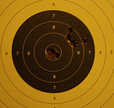 Sample target - 5 shots in ten and 5 shots  in 2 o´clock